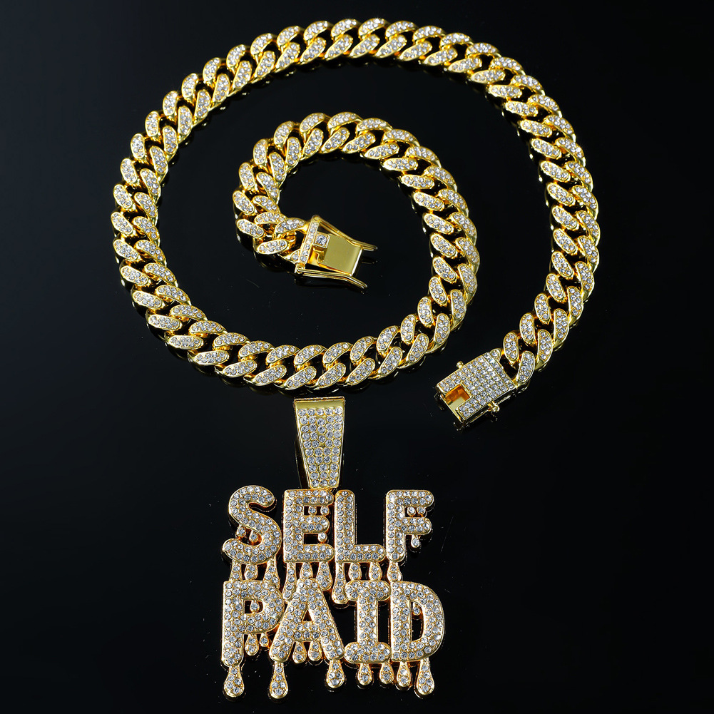 Hip Hop Lettre Alliage Placage Incruster Strass Hommes Pendentif Collier Pendentif display picture 5