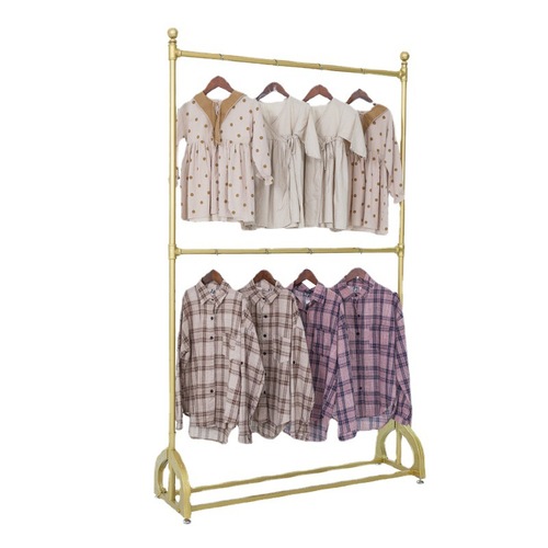 Clothing Rack Floor Standing Children's Clothes Hanger Unisex Store Shelf with Adjustable Double Layer Wedding Dress Display Stand
