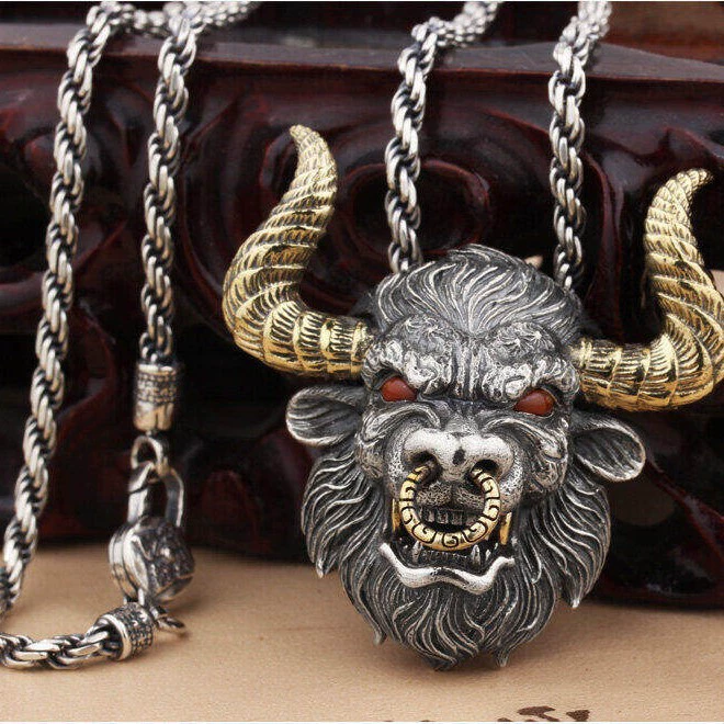 Трансграничное AliExpress Новая Мода крутое мужское Ретро властное ожерелье с кулоном в виде коровьей головы Прямая Оптовая Продажа с фабрики