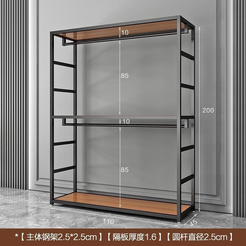 衣帽架钢结构衣柜家用卧室加厚双层加粗衣帽架两层金属简约现代|undefined