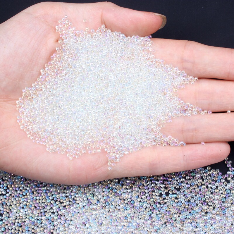 Strict selection of transparent magic bubble beads glass nail art beads aurora non-porous elf beads caviar DIY nail art