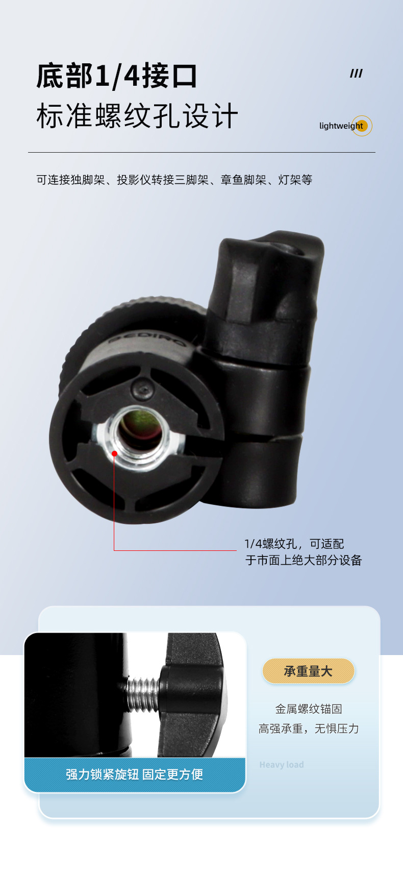 360度旋转塑料云台热靴金属小云台三脚架摄影直播配件迷你云台