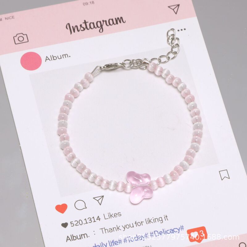 Dopamine Cat Eye Butterfly Bracelet Ins Sweet Memory Steel Ring Spring Limited Edition Versatile Adjustable Best Friend Jewelry