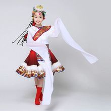 儿童新款少数民族舞蹈民族表演演出演出服水袖蒙古女童藏族服装