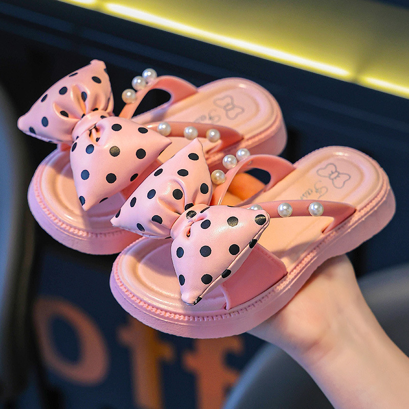 Zapatillas para niños verano niña pequeña fragancia antideslizante fondo suave lazo zapatos de playa para bebés niñas zapatillas de princesa.