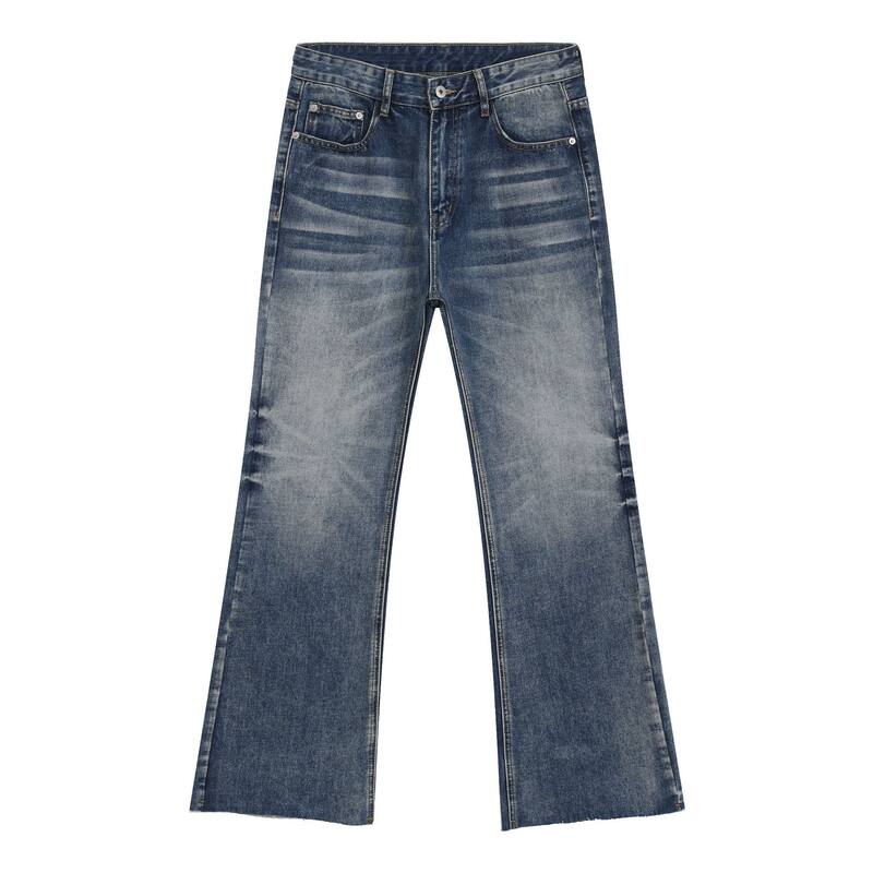 Quần jeans nam dáng loe nhẹ ống đứng cạp vừa phong cách Hàn Quốc — Màu xanh dương