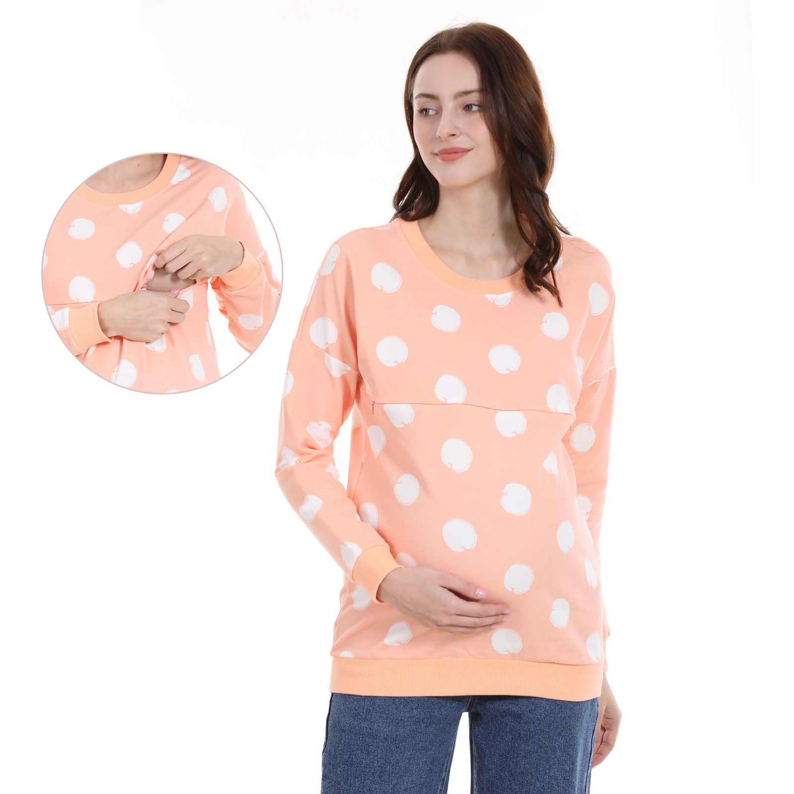 Versatile Cotton Maternity Nursing Sweatshirt For Postpartum Wear_voghion.com