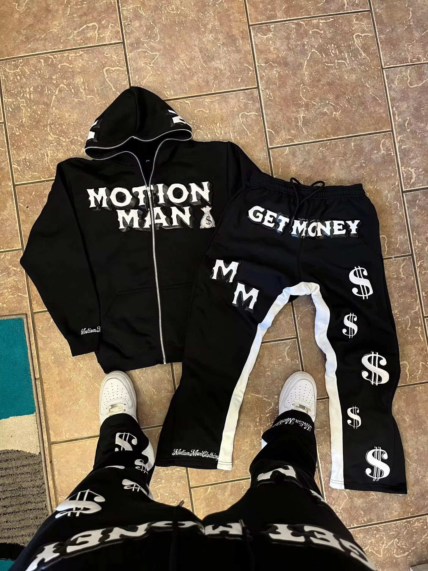 2024 New Letter Print Hoodie Jacket Hooded Top Harajuku American Street Style Hip Hop Set_voghion.com