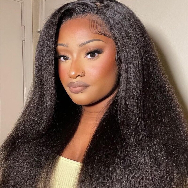 Cross-Border European and American Wig Women's Long Hair Yaki Drawstring Chemical Fiber Long Straight Hair Wig Wig Manufacturer Spot Wholesale