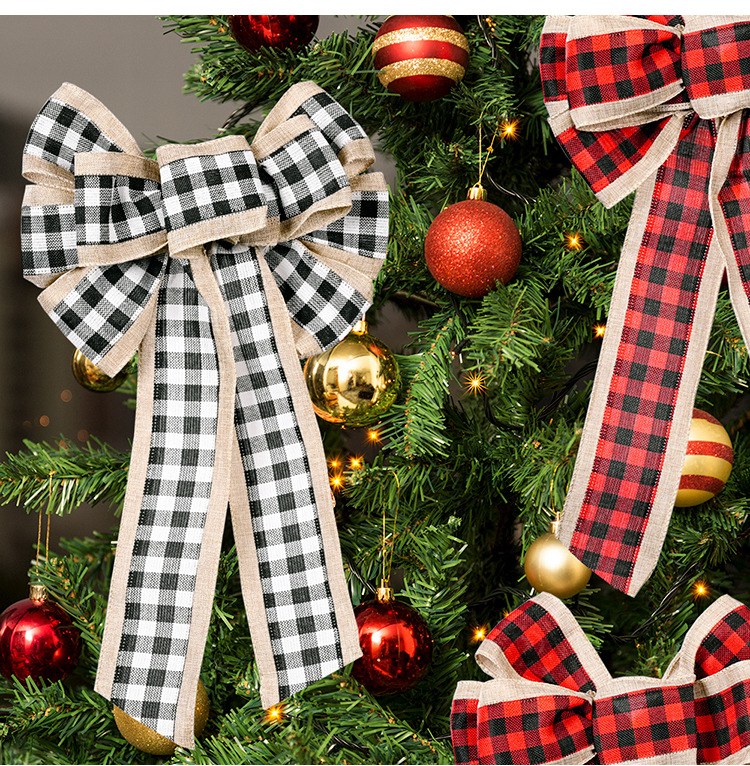 Wholesale  Lattice Three-color Ribbon Bow Christmas Decoration Nihaojewelry display picture 5