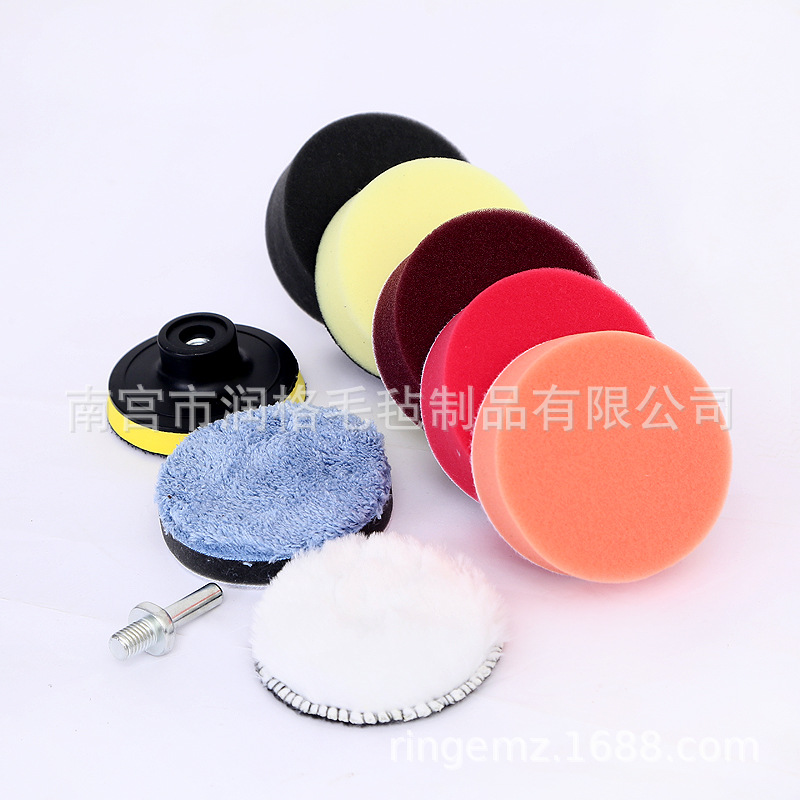 厂家供货汽车美容打蜡海绵轮抛光海绵垫羊毛垫3英寸抛光盘收蜡盘