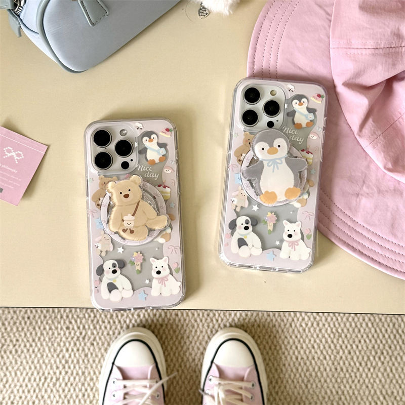 Lindo animalito pingüino atracción magnética nuevo iphone16promax atracción magnética Apple 15 funda para teléfono móvil para 14 suave