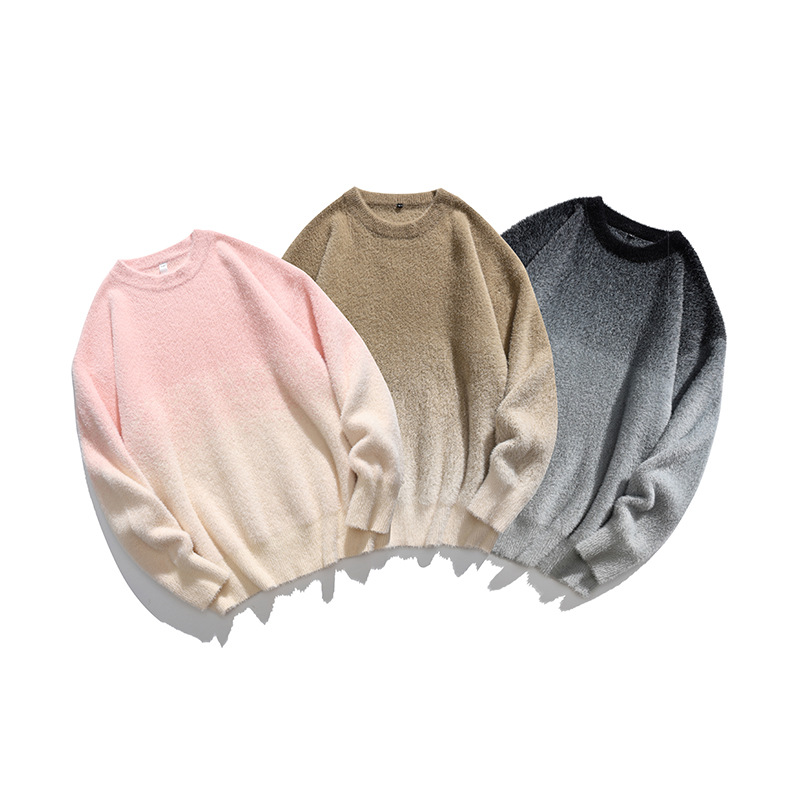 Retro winter design knitted sweater with a round collar