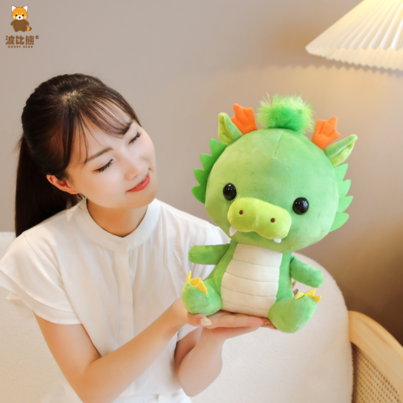 Bobbi oso suave lindo dragón año Zodiaco sentado pequeño dragón azul muñeca de peluche muñeca almohada muñeca transfronteriza máquina de agarre muñeca