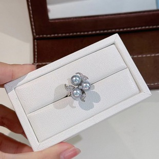 7-8 Natural Seawater Pearl Akoya Zhenduo Hemp Ring Strong Light Basic Flawless Hot Star Internet Celebrity