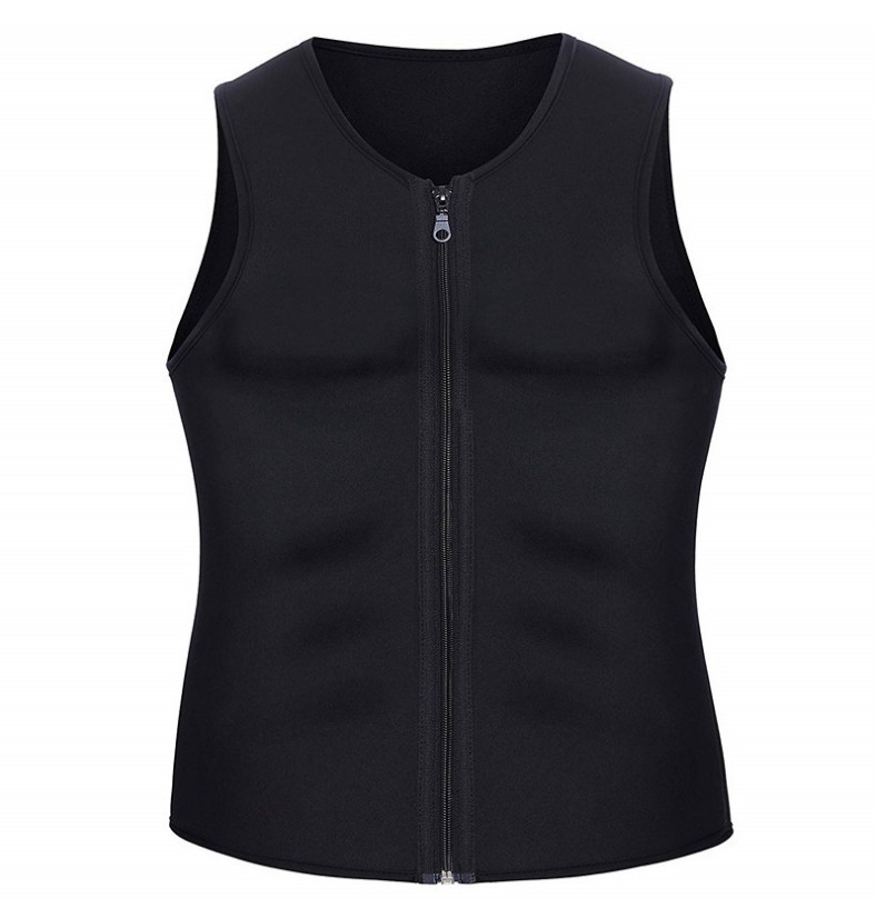 Popular cremallera neopreno corsé deportes sudor-wicking corsé Chaleco de la aptitud de los hombres al por mayor entrega de una sola pieza