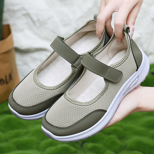 Shoes for Women Summer Breathable Mesh Middle-Aged and Elderly Mother's Shoes Cross-Border Temu Women's Casual Shoes Export Velcro Shoes