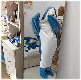 Shark Blanket Adult Super Soft Flannel Sleeping Bag Hooded Loose Outfit Lazy TV Home Clothes