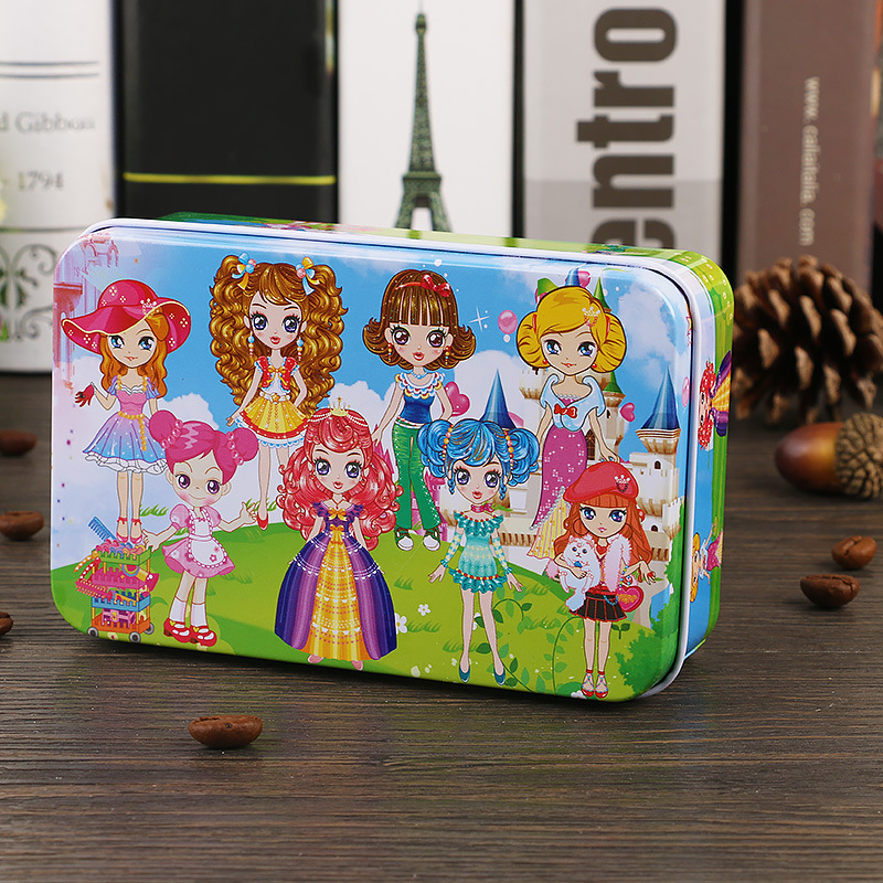 Nuevo estilo 60 piezas 200 piezas dibujos animados para niños dibujos animados madera caja de hierro rompecabezas bebé escuela primaria juguetes educativos al por mayor