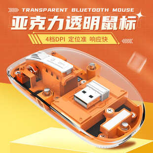 Cross-Border Fully Transparent Three-Mode Bluetooth Mouse Wireless Charging Silent Computer Tablet Gaming Mouse Glare 2.4g Explosion