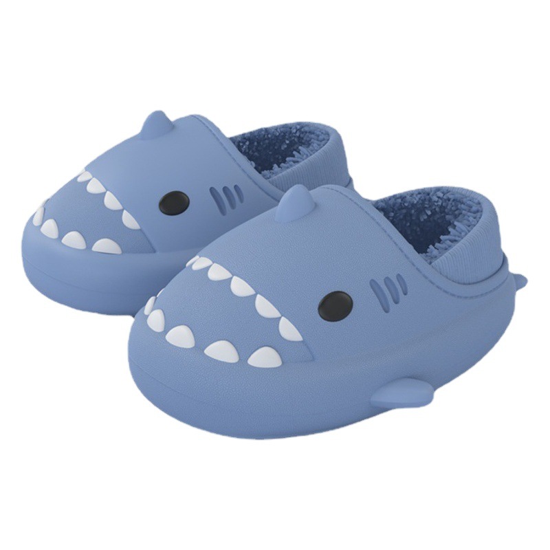 Invierno cálido tiburón bolsa Zapatillas de algodón Eva DE LOS NIÑOS Zapatillas de algodón de fondo suave interior casa impermeable zapatos de algodón de fondo grueso para las mujeres