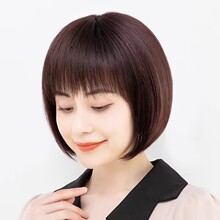 女短发直发时尚减龄波波头放真发化疗全头套Bobo头自然逼真假发