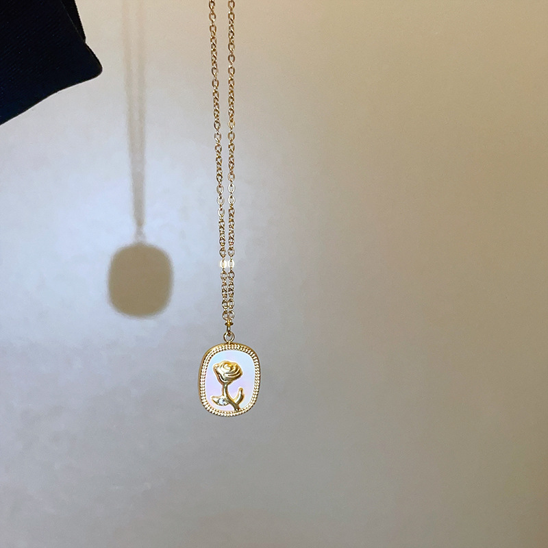 13g Weight Zircon Inlay Material Fairy Style Basic Lady Heart Shape Flower Copper Plating Inlay Zircon Pendant Necklace