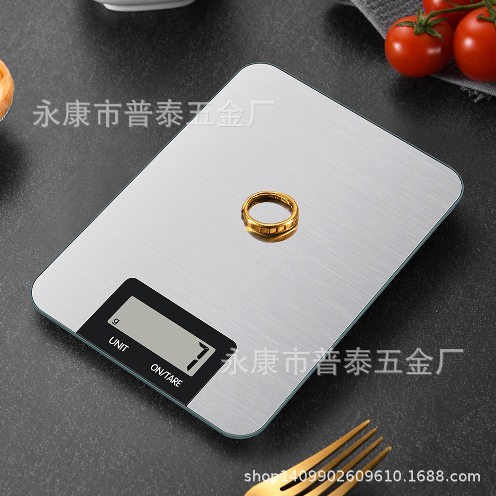 Balanza electrónica doméstica pequeña 5KG/1G — pantalla táctil grande, acero inoxidable, precisión para cocina o medicina