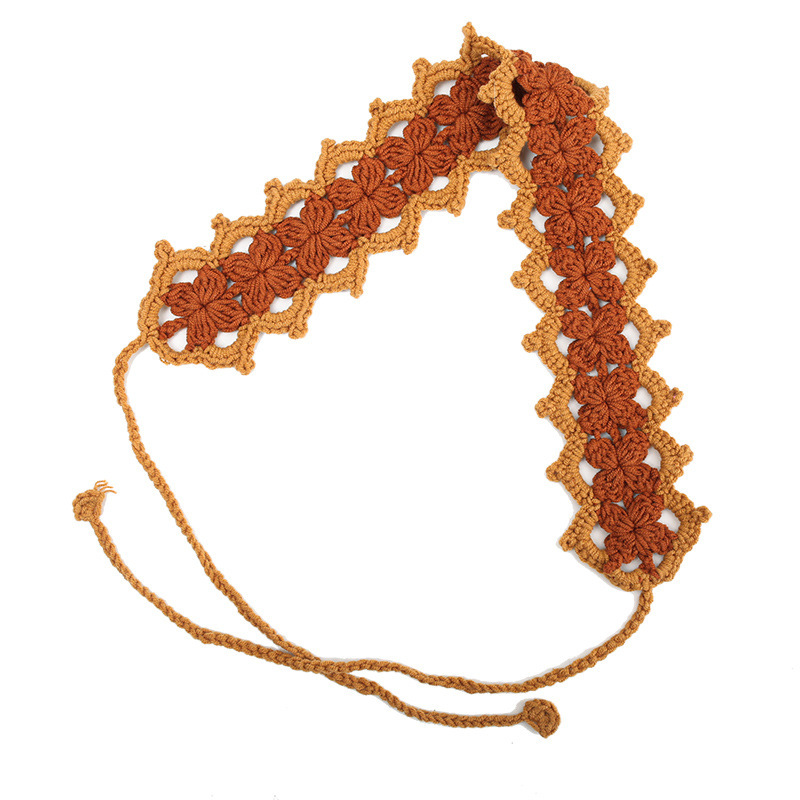 Francia cereza toallas triangulares mujeres primavera y otoño viajes padres-hijos gancho de punto flores hueco pañuelo de arte correa de pelo gorro