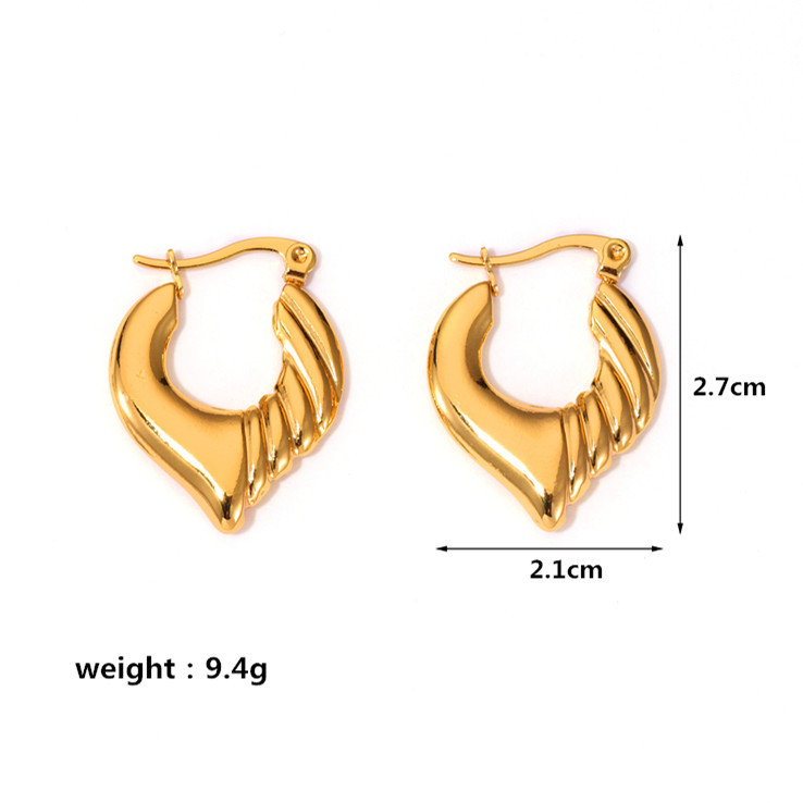 16g Weight Stainless Steel Ear Needle Material Hoop Earrings Classification 1 Pair Quantity Holiday, Daily Occasion Stainless Steel Material Geometric Pattern Women's Gender Plating Design IG Style, Casual Style 1 Pair IG Style Casual Geometric Plating Stainless Steel Hoop Earrings 9