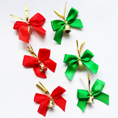 大量入荷、高品質、ポリエステル製クリスマスデコレーションリボン、クリスマスパーティー用赤いベル付き飾り
