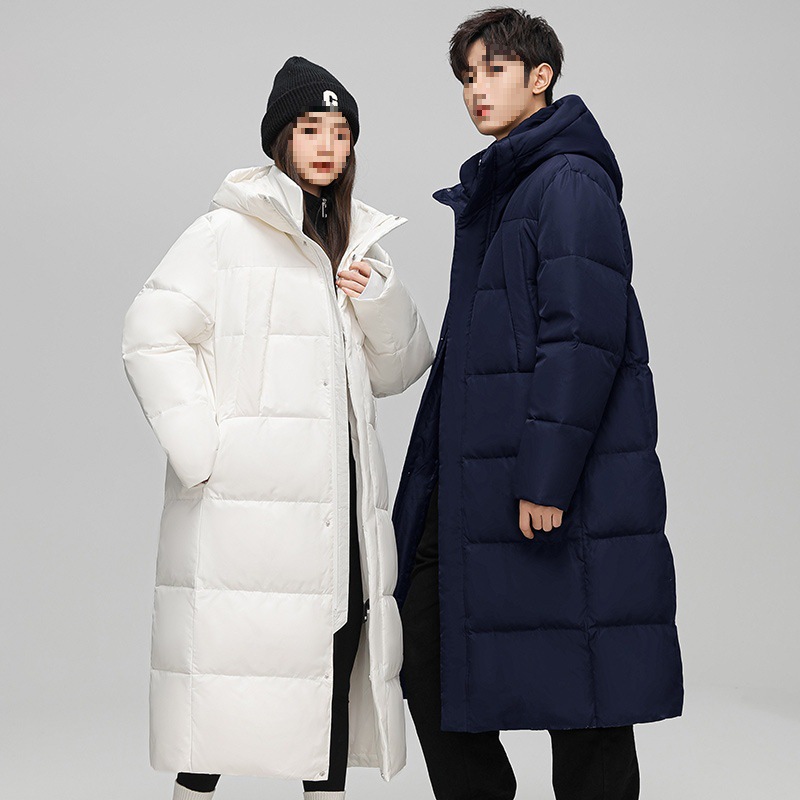 Nouvelle doudoune longue montante pour homme, collection hiver 2025, coupe-vent, épaisse, décontractée, ample, à capuche, chaude et confortable._voghion.com