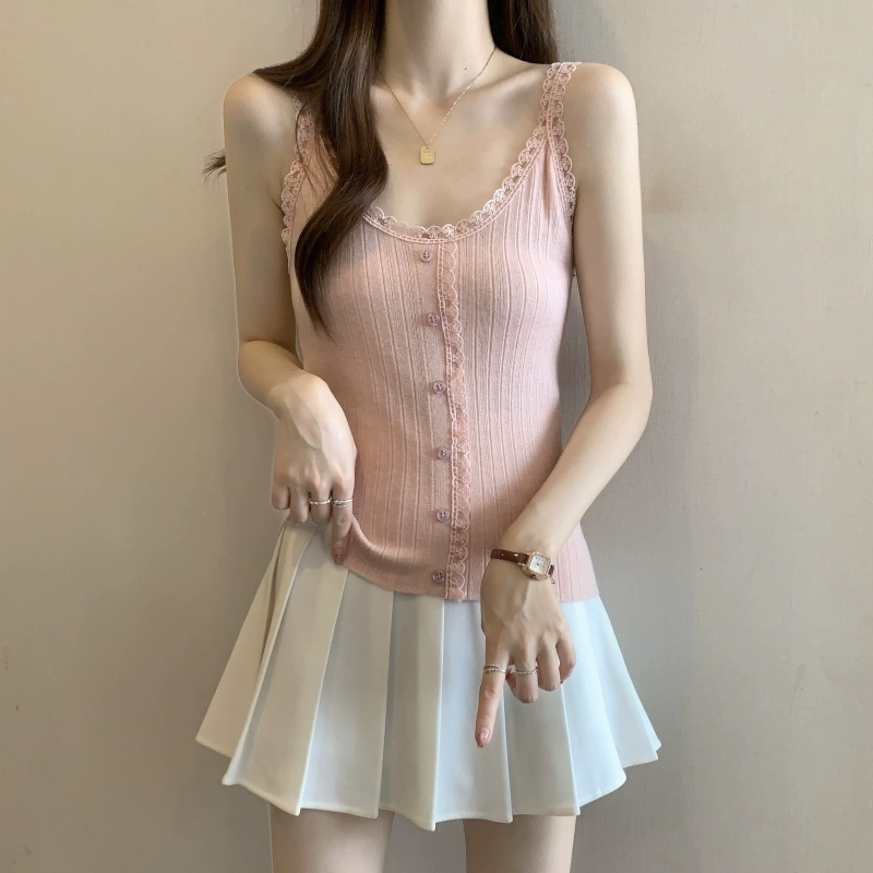 Кружевной камзол, женская внутренняя одежда, летняя одежда большого размера, милый сексуальный короткий топ без рукавов