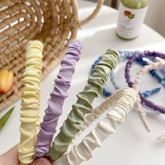 Colorful thin hair clips hair accessories simple solid color face wash outdoor versatile summer hair tie for women silk brocade fold headband
