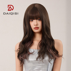 Trendy, Cute, Fluffy, Natural-Looking, Lifelike, Slightly Curly Synthetic Wig – Women's Long Hairpiece with Big Waves and Highlights, Full-Head Coverage