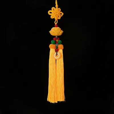 tassel decoration, Car hanging - yellow-lotus-car-hanger-yellow-tassel