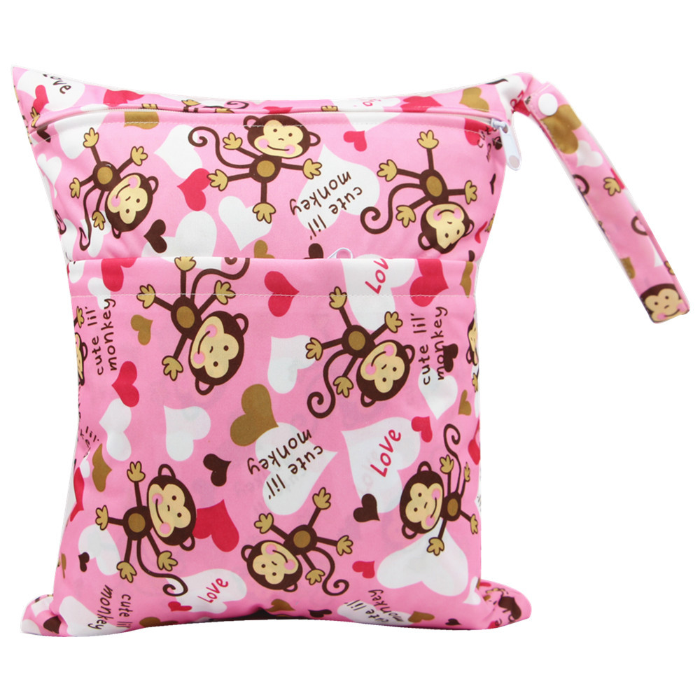 Bolsa de pañales Asenappy Impresión digital bebé doble cremallera impresión impermeable bolsa de pañales aplicación económica