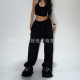 Hip-Hop Retro Sports Pants Loose Street Y2K American Wide Leg Pants Gray Jazz Jogging Casual Pants