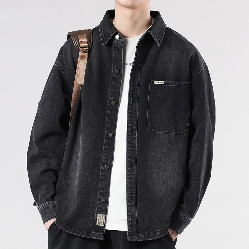 American-Style Heavyweight Denim Jacket for Men, New Spring and Autumn Trendy Brand Stylish Workwear Jacket, Loose Fit Oversized Men's Shirt