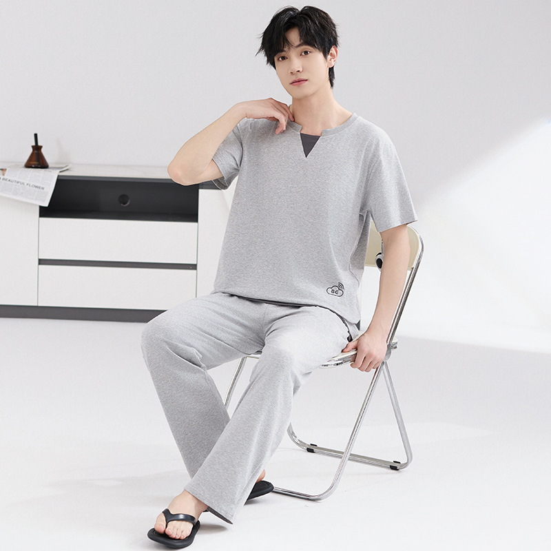 Pijamas de hombre verano algodón puro 2025 nuevo verano fresco algodón fresco pantalones de manga corta se pueden usar al aire libre traje de servicio a domicilio
