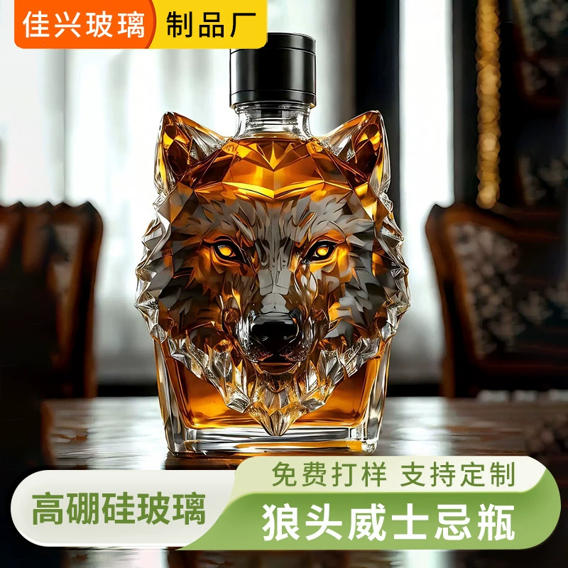 Wolf Crested Whiskey Винная бутылка Wolf Crested Whiskey Животные Винная бутылка Виски Винная бутылка
