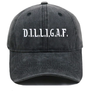 Джинсовая бейсболка с вышивкой DILLIGAF