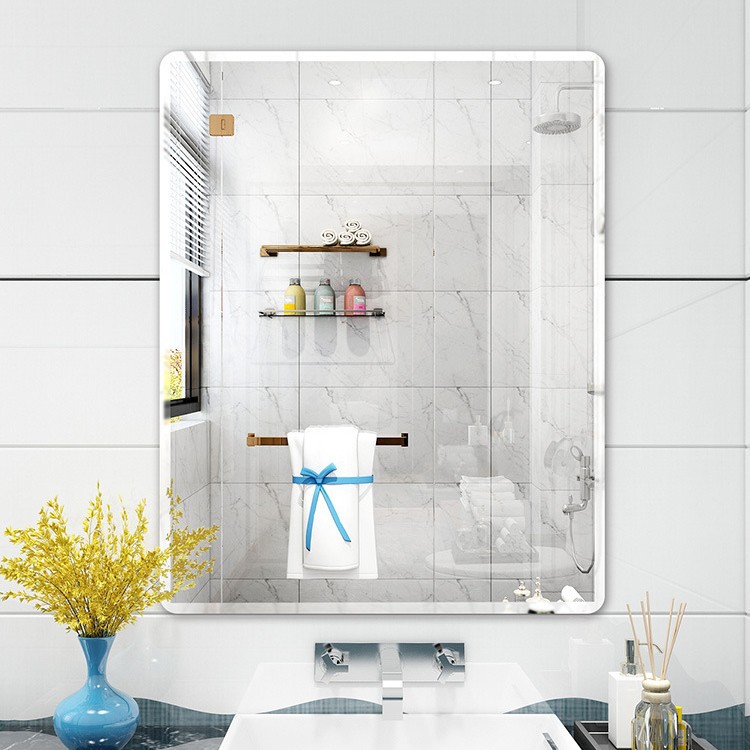 Bathroom mirror sticker wall free punching toilet wall hanging wall…