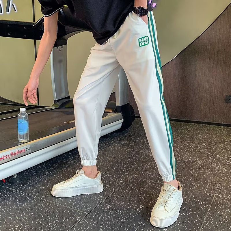 Summer thin casual for men, ruffian and handsome striped leggings, Harun cropped men's pants -- printable Tiktok face_voghion.com