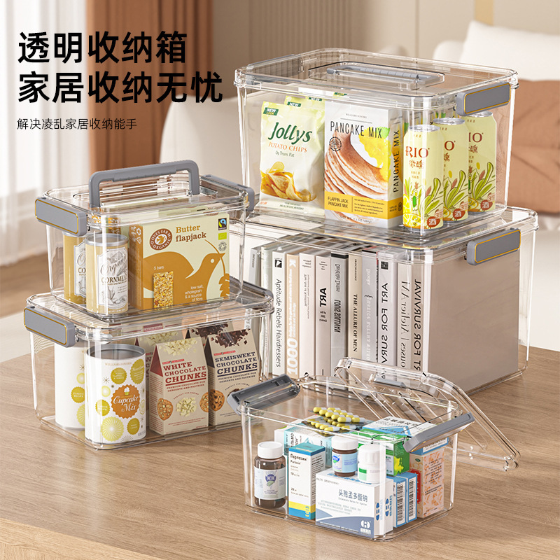 大容量透明收纳箱pet玩具书本零食整理箱居家塑料药箱手提储物箱|undefined