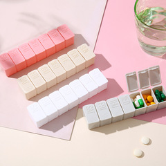 Portable weekly 7-frame braille pill box long strip storage box creative seven-day independent lid pill box