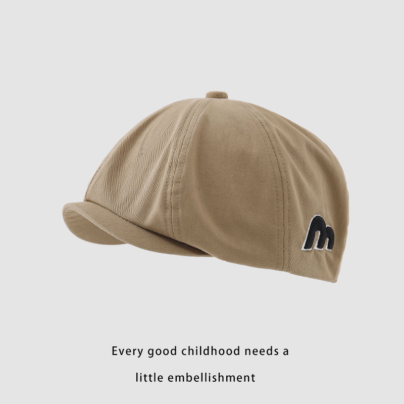 Sombrero de bebé otoño y invierno a prueba de viento letras coreanas boina de lengua de pato para niños y niñas caliente sombrero de primavera