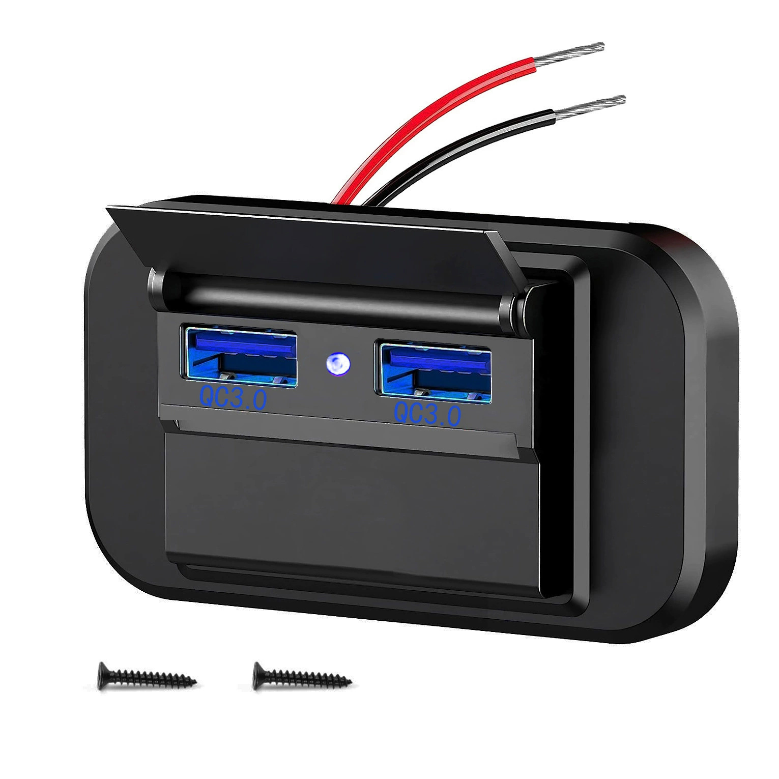 Nuevo RV bus teléfono móvil dual USB cargador socket 12-24V entrada modificación dual qc3.0 con prensa