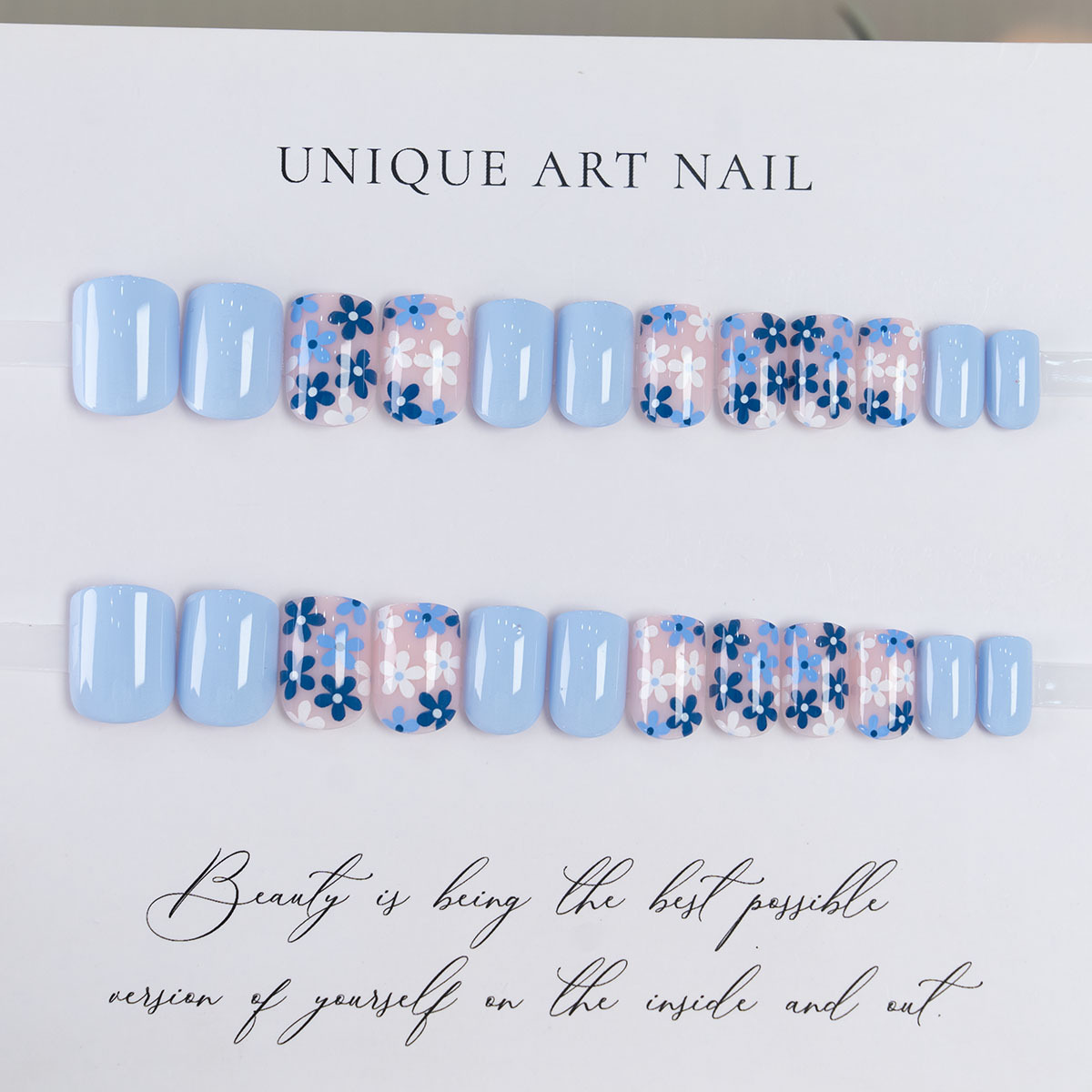 Description Picture 3 of item24Pcs Cute Sweet Press on Nails Mini Flower Fake Nails Fresh Colorful Acrylic Nails Spring Summer Nail Short Square Fake Nails