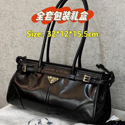 P new slft lux long handle Boston oil wax leather shoulder slung leather women's bag seamless hair generation
